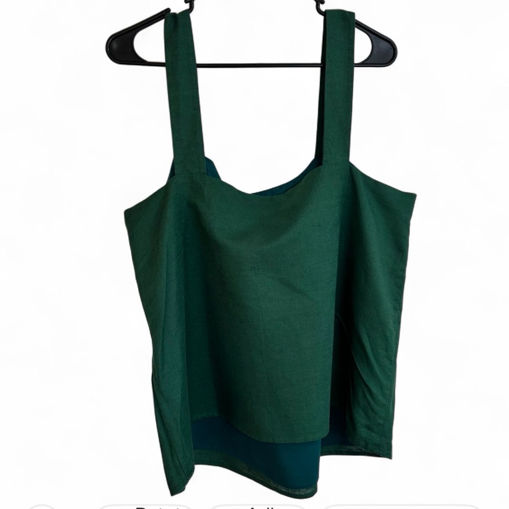 J. Crew Deep Green Square-Neck Tank with Wide Straps - Picture 6 of 6
